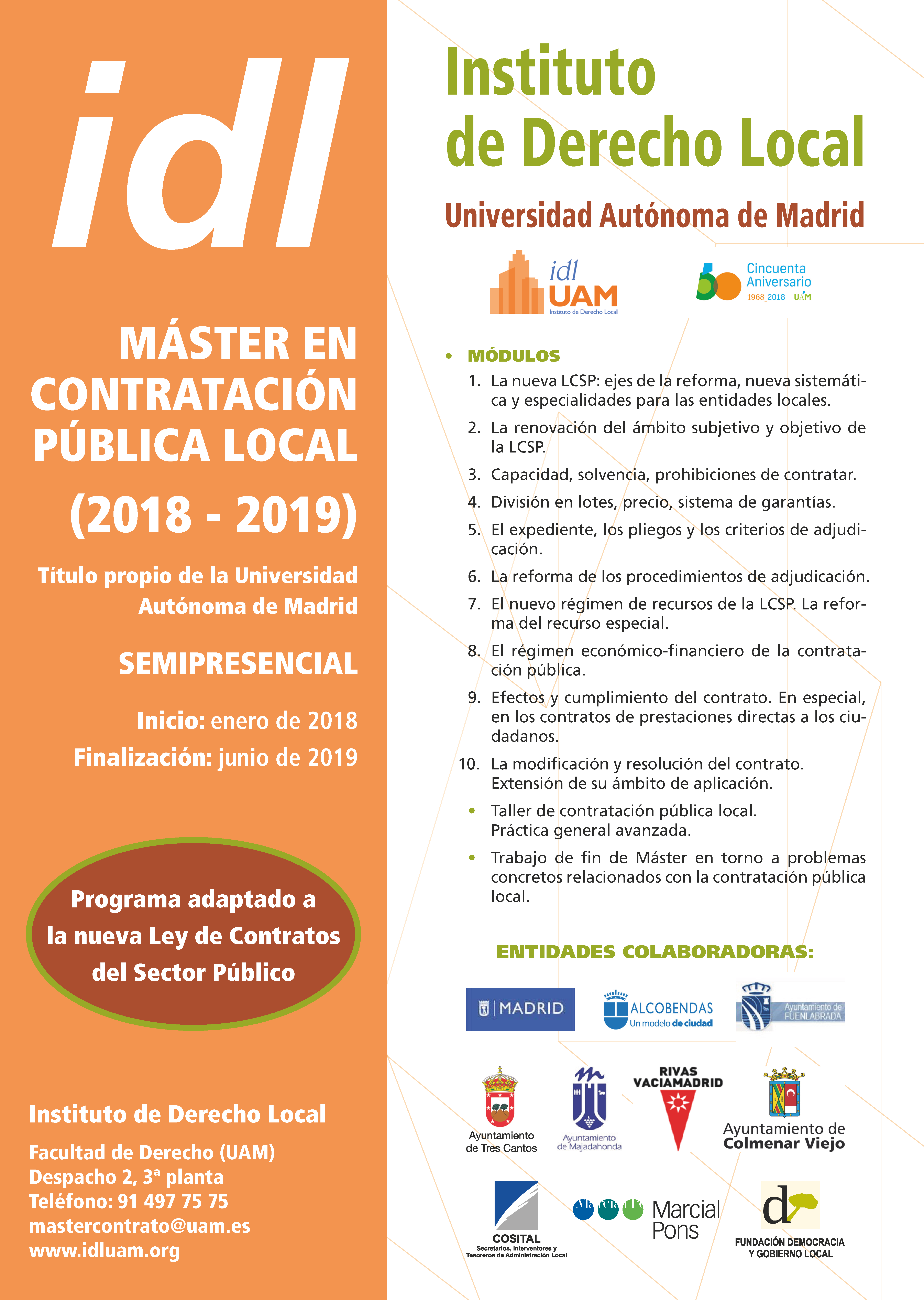 IDL-UAM: Máster en Contratación Pública Local