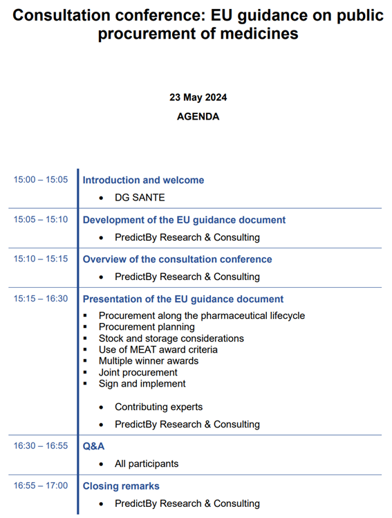 Consultas sobre la futura guía europea para la compra publica de medicamentos