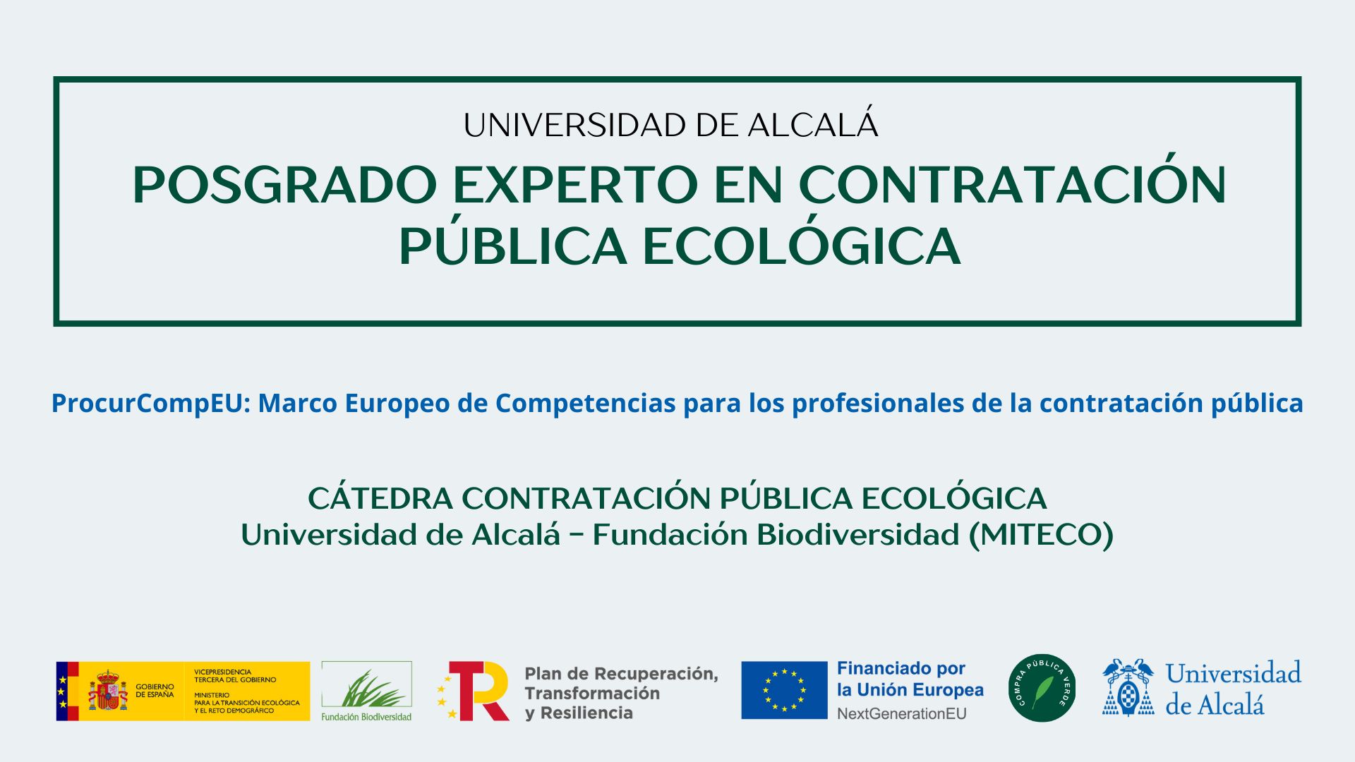 Cartel del Posgrado de Experto en Contratación Pública Ecológica
